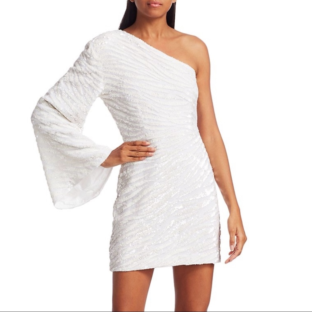 RETROFÊTE Gloria Zebra Sequin One-Sleeve Dress HTF